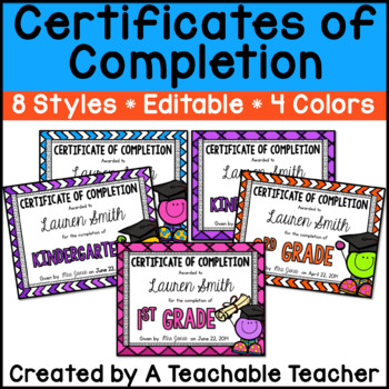Preview of Certificates of Completion - EDITABLE!