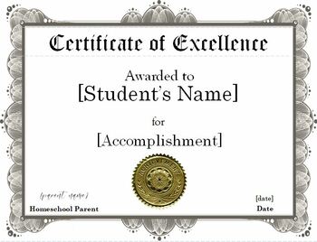 Preview of Certificate of Excellence- PUBLISHER