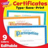 Certificate of Participation | Multiple Colors | Print & Digital