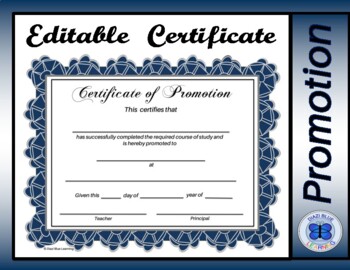 Preview of Certificate of Promotion - Editable