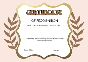 Preview of Certificate of Recognition Award Paper Printables For business.
