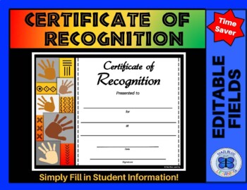 Preview of Certificate of Recognition - Editable