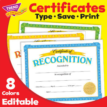 Preview of Certificate of Recognition | Multiple Colors | Print & Digital