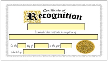 Preview of Certificate of Recognition (PDF or TPT Digital Activity)