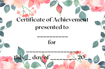 Preview of Certificate with Flower Frame