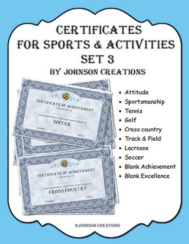 Preview of Certificates For Sports & Activities Set 3