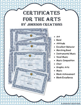 Preview of Certificates For The Arts