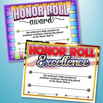 Certificates - Fun Honor Roll Certificates Pack by DP Sharpe | TpT