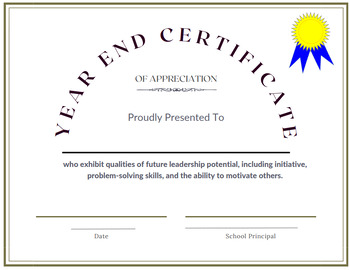 Preview of Certificates for 'End of the year awards'
