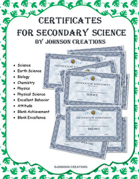 Preview of Certificates for Secondary Science