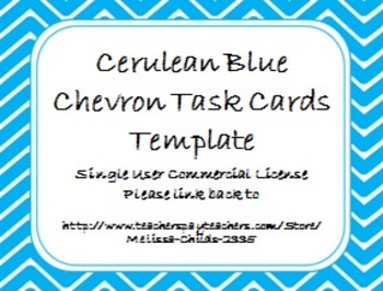 Preview of Cerulean Blue Chevron Task Card/Scoot Card Templates