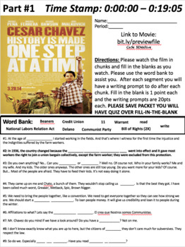 Preview of Cesar Chavez (2014) Cloze Video Notes (Video worksheet)