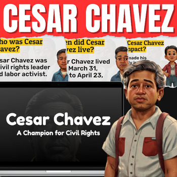 Preview of Cesar Chavez 2024 Google Slides: Trivia and Quizzes For Classroom Engagement