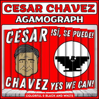 Preview of Cesar Chavez Agamograph Coloring Craft: 3D Activities for Cesar Chavez Day