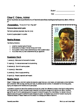 Preview of Cesar Chavez Biography: Literacy Lesson  (Student Materials and Lesson Plan)
