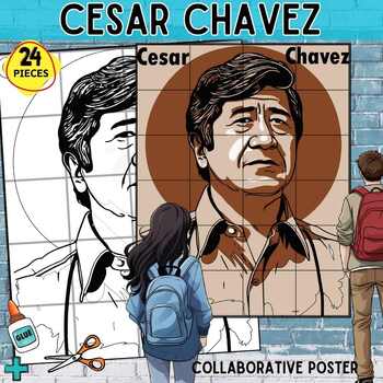Preview of Cesar Chavez Collaboration Poster Mural Project Hispanic Heritage Month  Craft