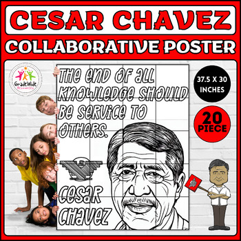 Preview of Cesar Chavez Collaborative Coloring Poster Bulletin Board | Giant Craft Project