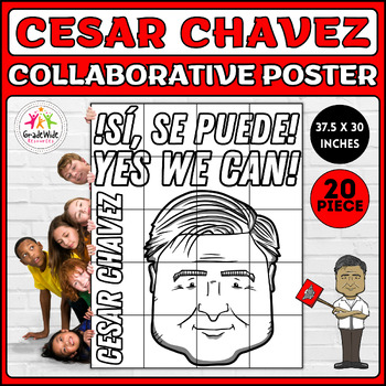 Preview of Cesar Chavez Collaborative Coloring Poster - Craft for Cesar Chavez Day!