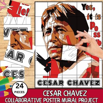 Preview of Cesar Chavez Collaborative Poster Mural Project- Hispanic Heritage Month Craft