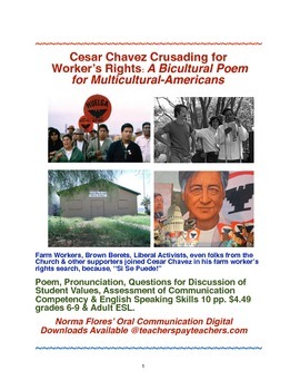 Preview of ESL Speech Skills: Cesar Chavez Crusading for Multicultural Worker's Rights
