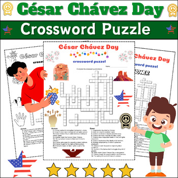 Preview of César Chávez Day Crossword Puzzle Worksheet Activity ⭐No Prep ⭐(4th-9th Grade)