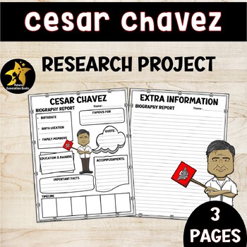 Preview of Cesar Chavez Day Research Project Bulletin Board Biography Template Writing
