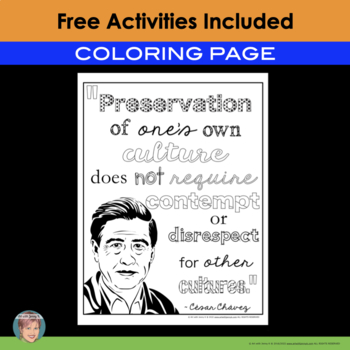 Free Cesar Chavez Coloring Page Free Hispanic Heritage Month Activity