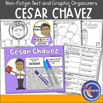 Preview of César Chávez Hispanic Heritage Month Non-fiction Biography and Activities