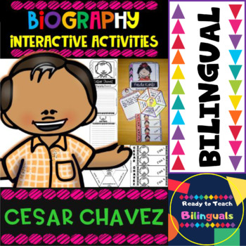 Preview of Cesar Chavez - Interactive Activities - Hispanic Heritage Leader - Dual Language