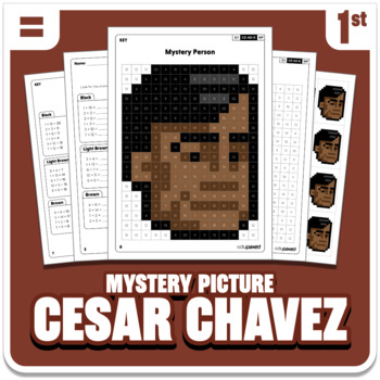 Preview of Cesar Chavez Math Mystery Picture Activity | Grade 1 Additions & Subtractions