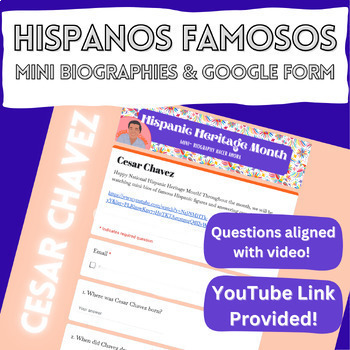 Preview of Cesar Chavez - Mini Hispanic Biography Video and Questions