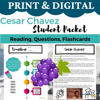 Preview of Cesar Chavez Reading Passage and More! *Digital & Print