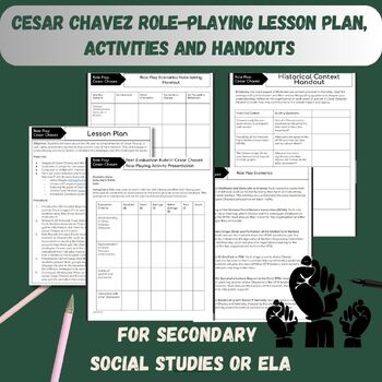 Preview of Cesar Chavez Role-Play Lesson Plan, Activities, and Handouts