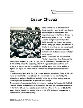 Preview of Cesar Chavez Worksheet