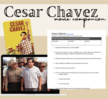 Preview of Cesar Chavez movie questions & resources