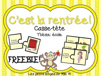 Preview of C'est la rentrée! Casse-tête - Back to School Puzzle