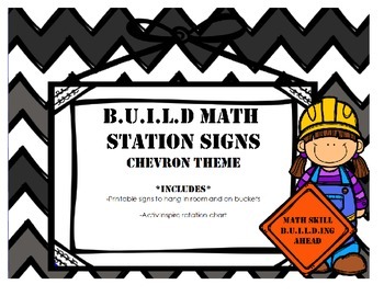 Preview of Chevron B.U.I.L.D. Math Station Rotation Signs