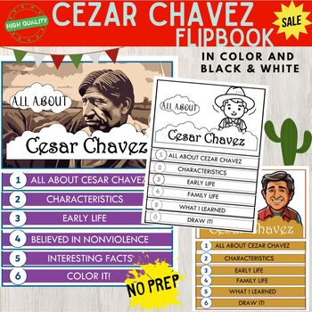 Preview of Cezar Chavez Biography Flipbook Hispanic Heritage Month