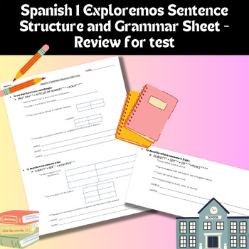 Preview of Ch 1 Exploremos 1 Verb conjugations & Sentence Structure Review for quiz or test
