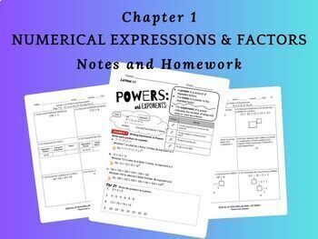 Preview of Ch 1: Numerical Expressions & Factors, Notes and Homework (Google Files)