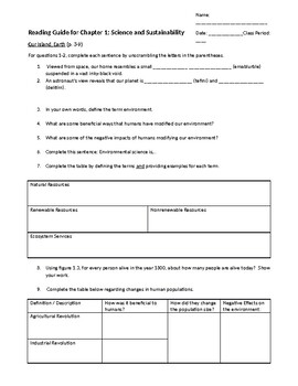 Preview of Ch. 1 Reading Guide for Environment: The Science Behind the Stories, 6th edition