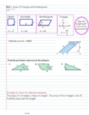 Ch 11 Geometry - Guided Notes - Area, Perimeter, Circumference