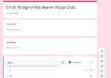 Ch 13-18 Sign of the Beaver Vocab Quiz using Google Forms