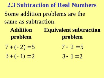 Subtraction of Real Numbers by Math PowerPoint Lessons | TPT