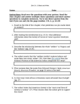 Preview of Ch. 2 Zinn Young People's History of the US Questions