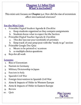 Preview of Ch 3 Mini Unit BUNDLE: International Relations & the League of Nations in 1930s