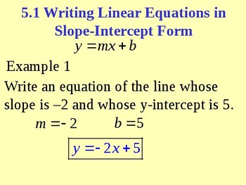 Writing Linear Equations in Slope Form by Math PowerPoint Lessons