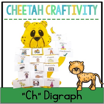 Preview of Ch Digraph Word Work Cheetah Craft and Activity