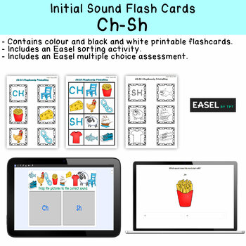 Preview of Ch - Sh Flash Cards for Memory or Sorting & Easel Sort