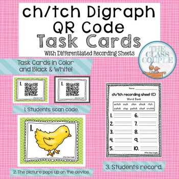 Preview of Ch Tch Digraph QR Code Task Cards